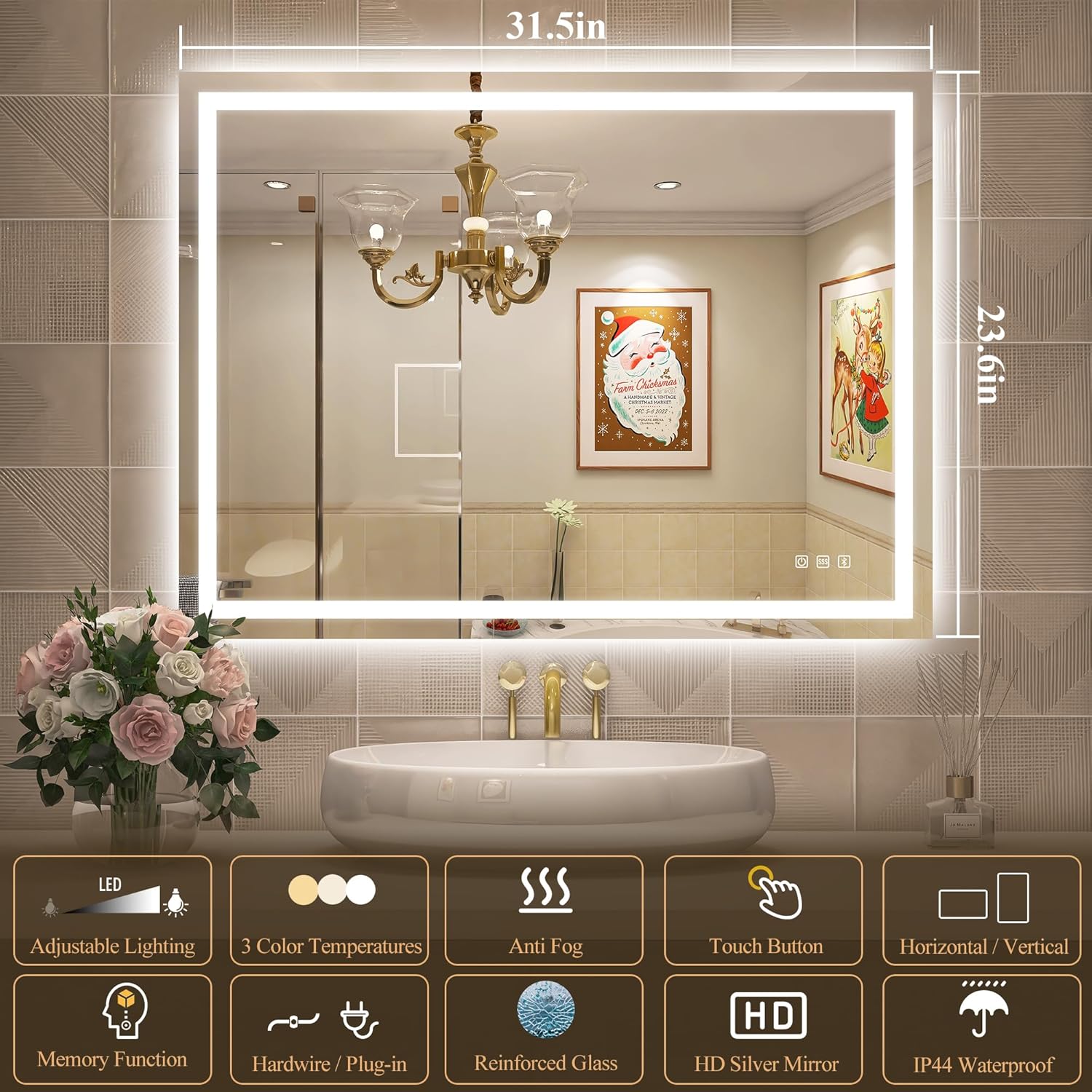 S'BAGNO 24x32 LED-Bathroom-Mirror-with-Bluetooth